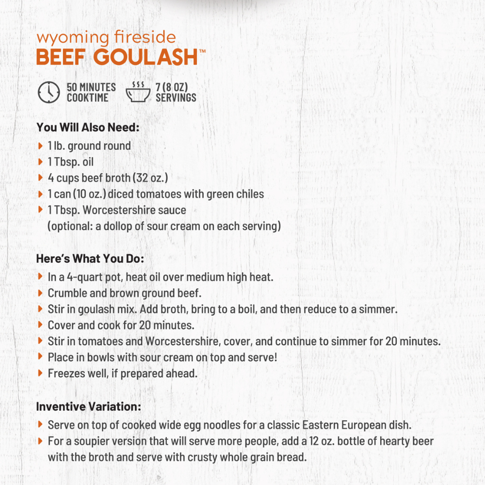 
                  
                    Wyoming Fireside Beef Goulash Mix
                  
                