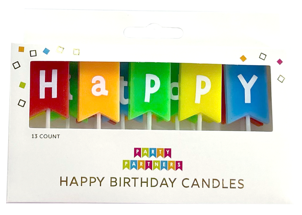 Happy Birthday Rainbow Banner Candle Set