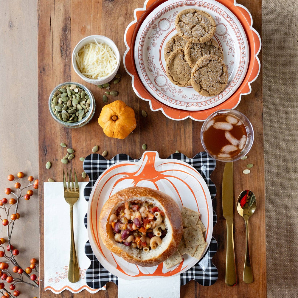 
                  
                    Falloween Plaid Scalloped Square Paper Plate
                  
                