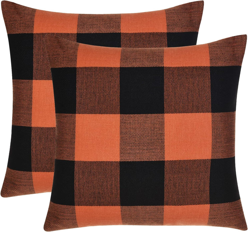 Orange Plaid Pillow