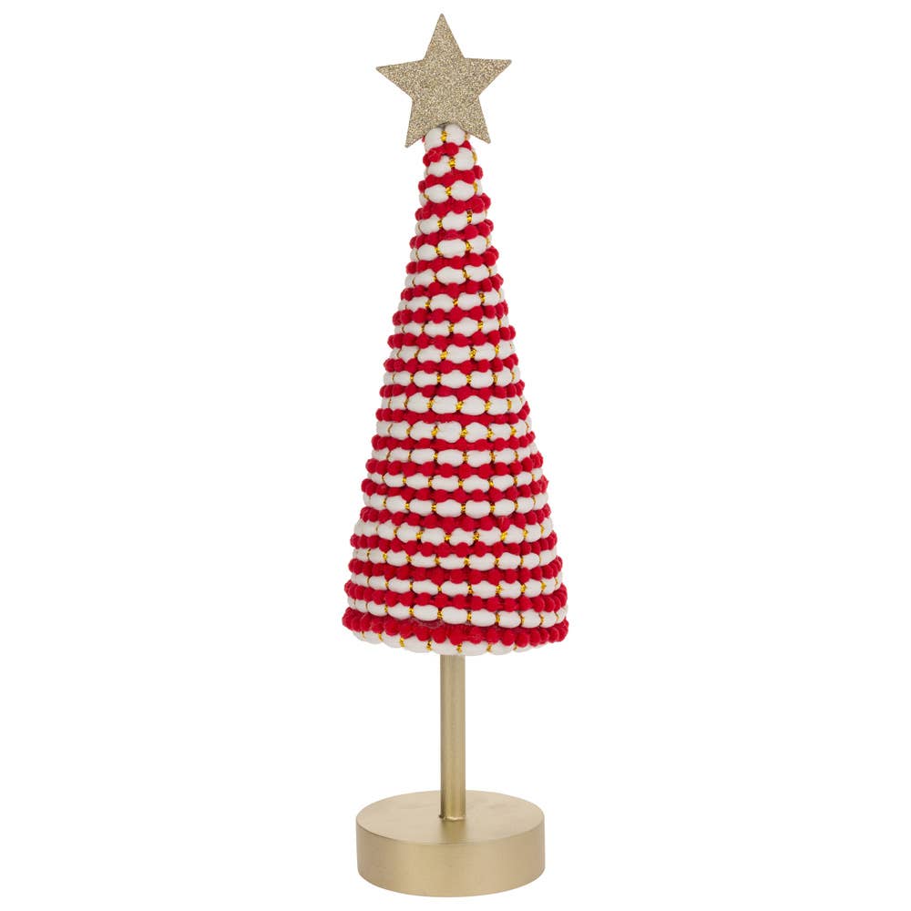 Red & White Cone Tree With Star