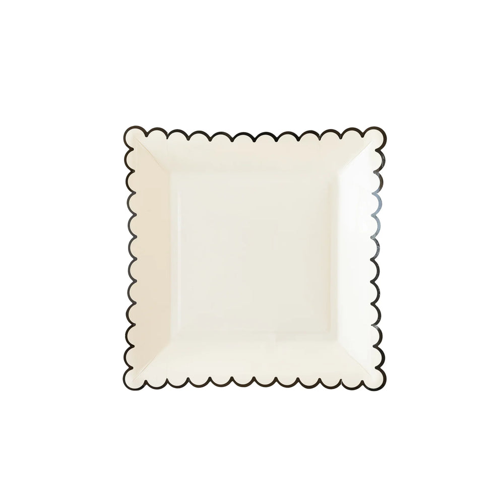 Ephemera Halloween White With Black Edge Scallop Plate