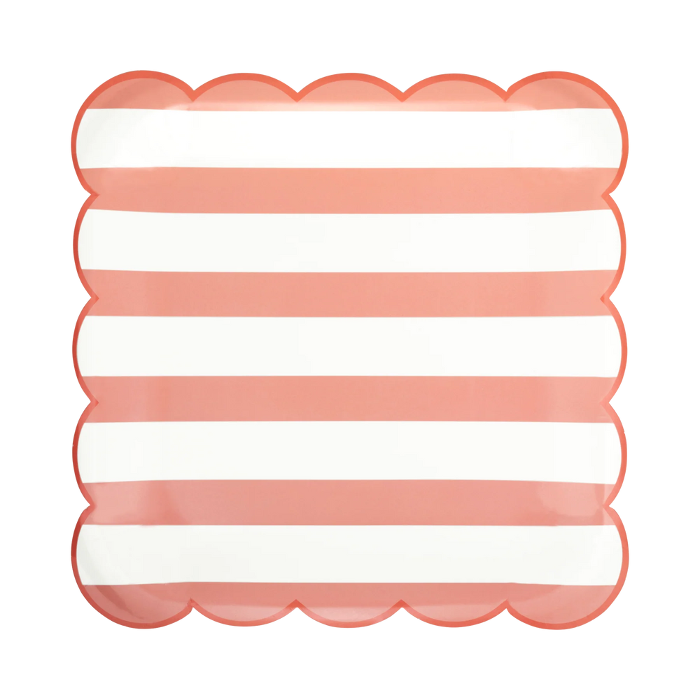 Pink Stripe Paper Plate