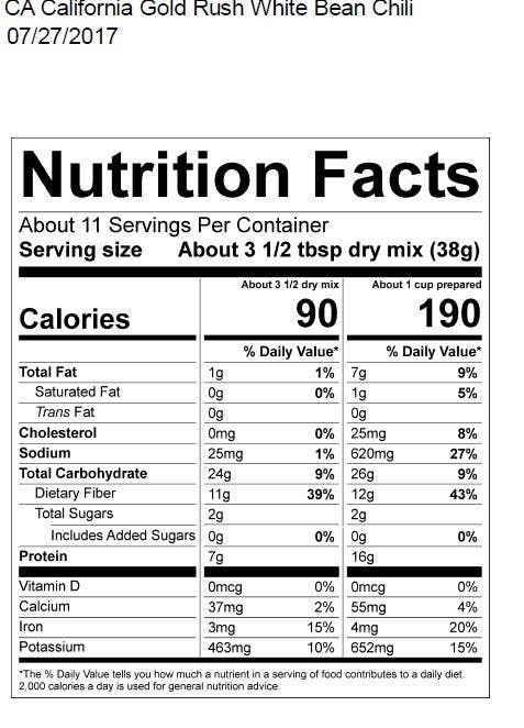 
                  
                    California Gold Rush White Bean Chili Mix
                  
                