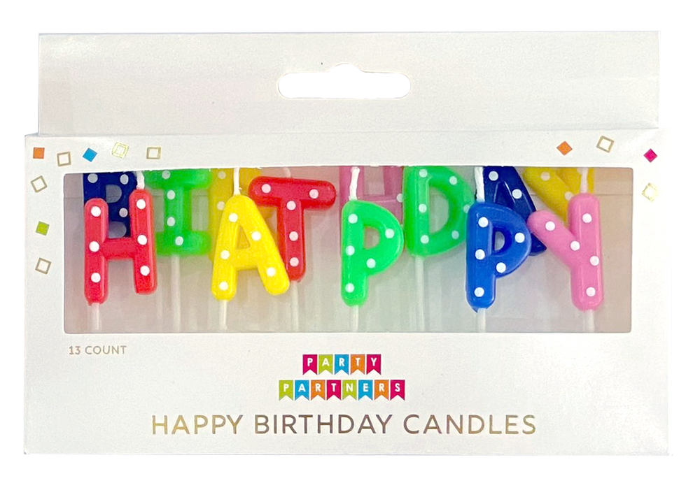 Happy Birthday Rainbow Dotted Candle Set