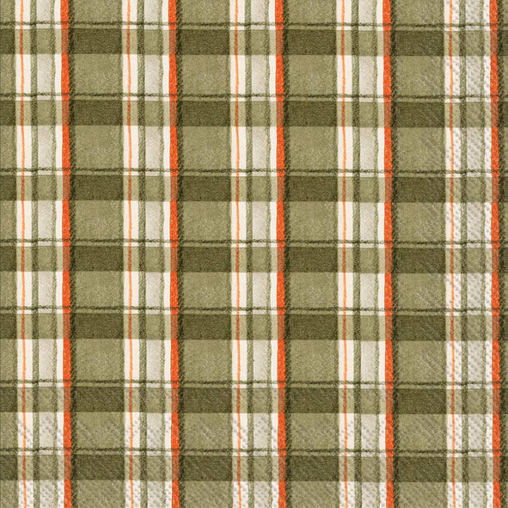 Cocktail Napkins Orange Plaid