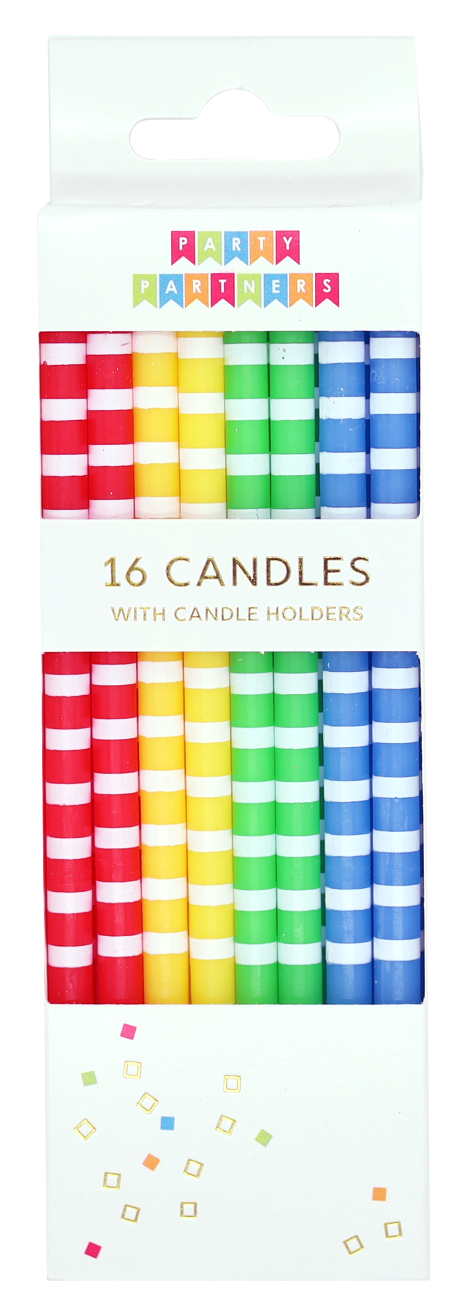 Striped Rainbow 16 Candle Set